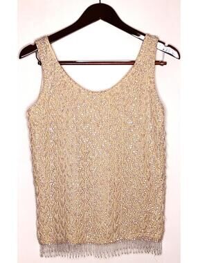 Vintage "Penney's" Beaded Wool Sleeveless Top with Rayon Lining Size 12